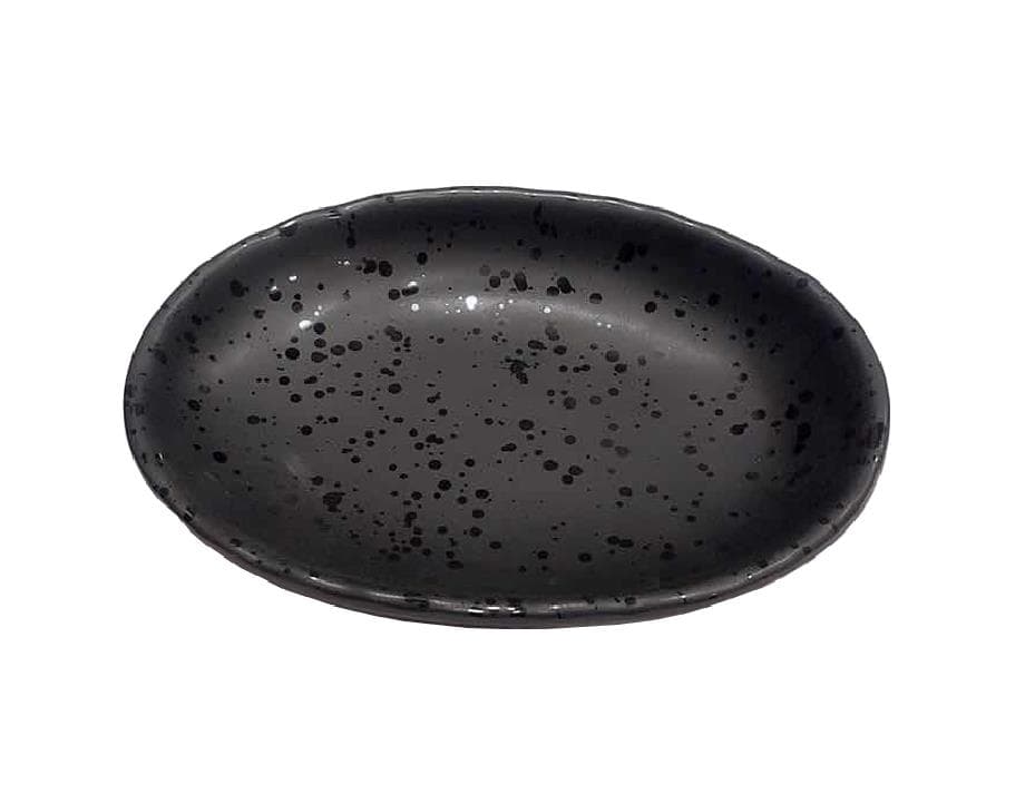 Svart oval melamin tallrik 22cmx16,5cm MA-E146 JB Products