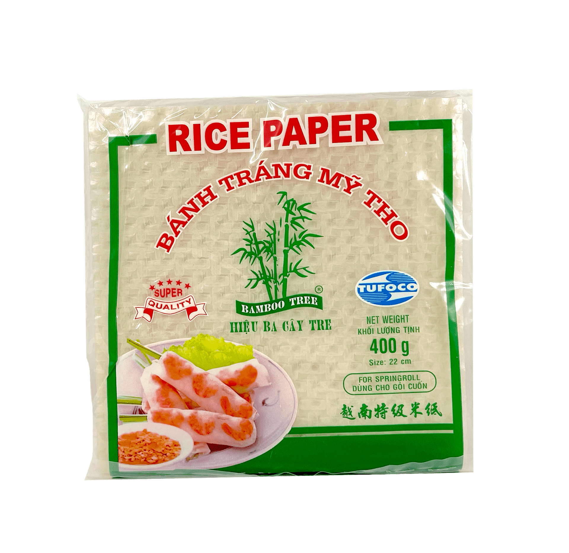 Rispapper Fyrkant 22cm 400g Bamboo Tree Vietnam