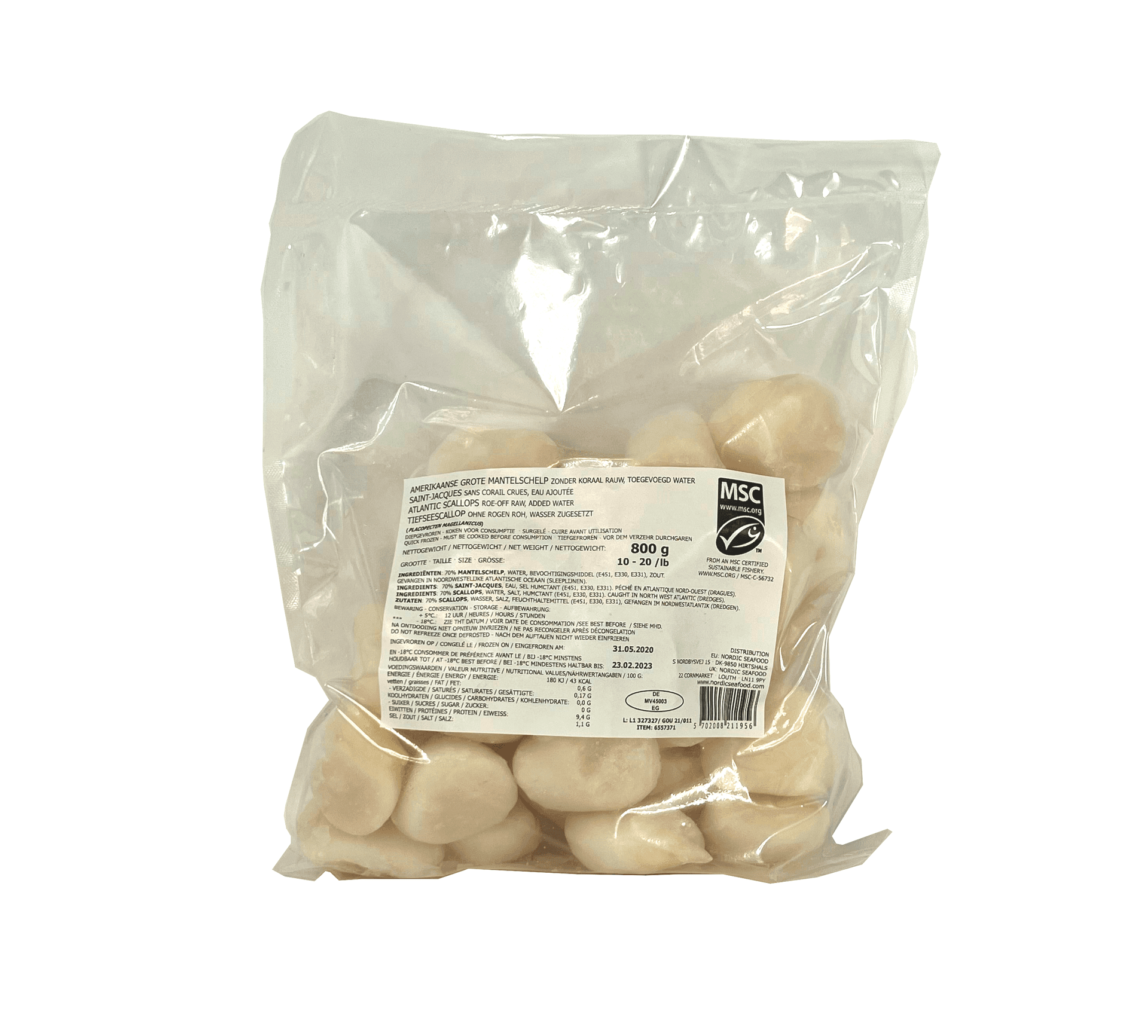 Scallops 10/20 Netto 800g Canada