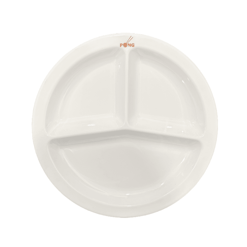 Tallrik med 3 fack – Bufféstorlek 27 cm (modell 6216-10) – med PONG-logga