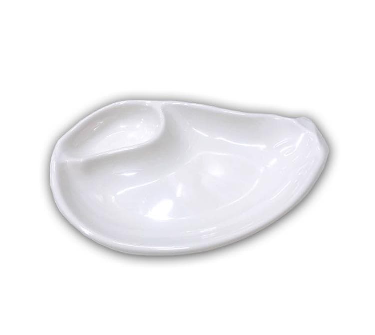 Vit melamin tallrik med fack *äggplant style* 21,5cm P016 Tai Yuan Mei