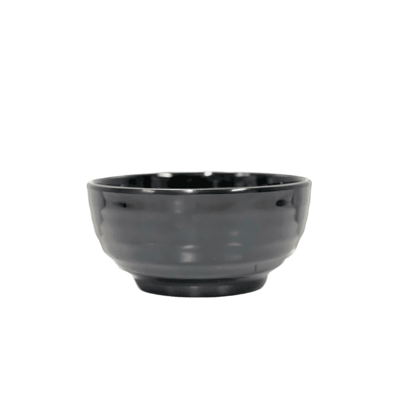 Svart melamin skål med horisontella ränder bredd: 13,4cm djup: 6,3cm W004-5.5 Tai Yuan Mei Kina